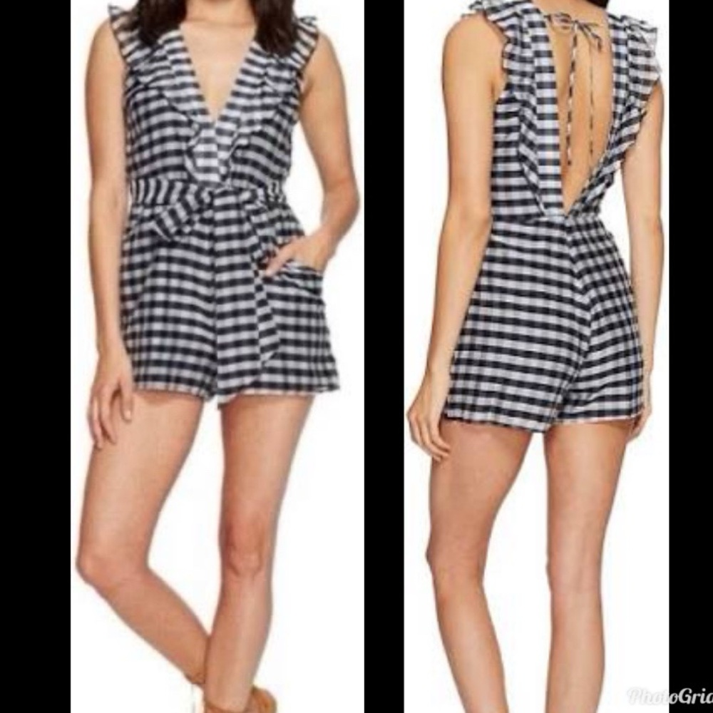Dolce Vita Black and White One Piece Romper with Plunging V-Neckline